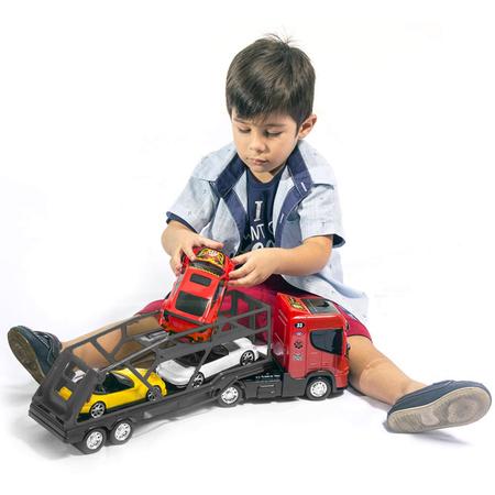 Caminhão Top Truck Cegonha Com Carrinhos App Jogo - Bs Toys