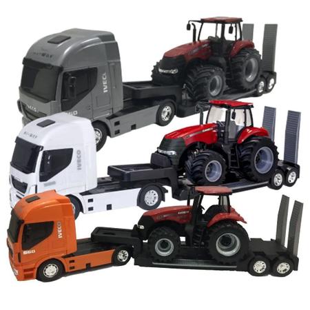 Caminhão De Brinquedo Iveco Plataforma Com Trator Case Usual no