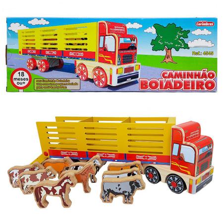 Brinquedo Infantil Caminhão Carreta Bitrem Boiadeiro 10 Bois