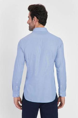 Camisa Masculina Slim Tricoline Micro Xadrez - Aramis - Azul