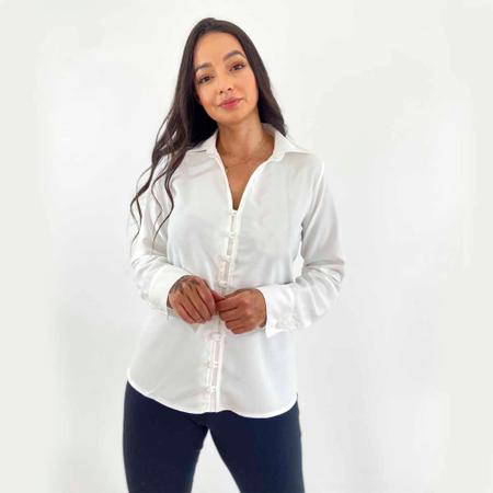 Camisa Blusa Feminina Social Manga Longa Crepe Ref.15429 DOCCE