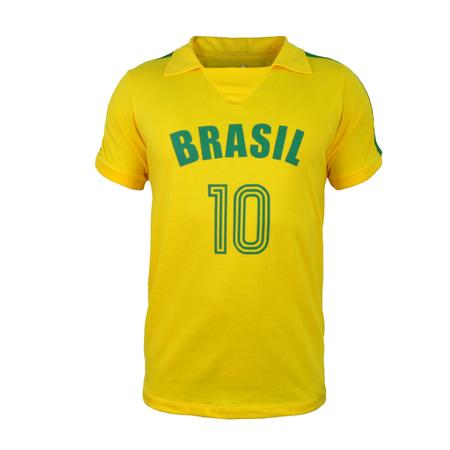 Camisa Brasil Retrô Vintage Camisa 10 Amarela - Coleção Nações
