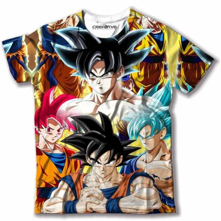 Camiseta dragon ball z goku desenho camisa infantil adulto vetor camisaria