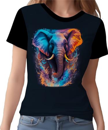 Imagem de Camisa Camiseta Estampada Elefante Fogo Ilustração Moda 1