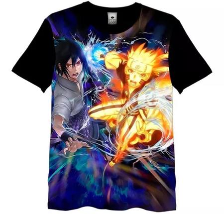 Camiseta Full 3d Anime Mangá Desenho Animado - Preto