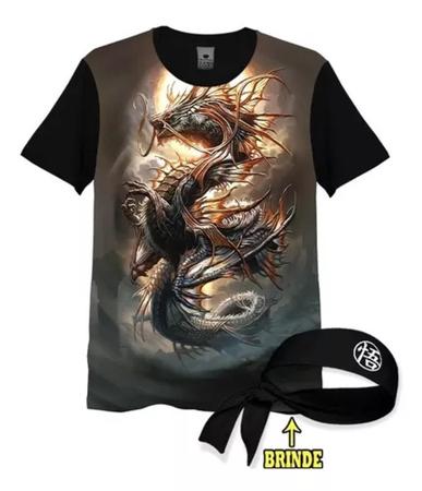 Camisa Camiseta Full 3d Desenho Nuvem Anime - Preto