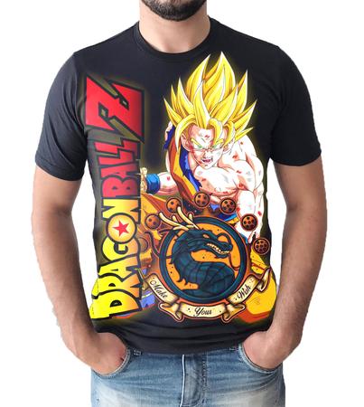 Camiseta masculina Sombra Perfil Goku Dragon Ball Camisa Blusa