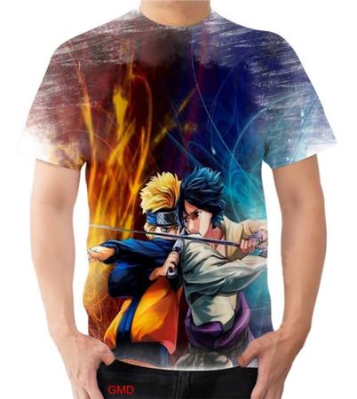 Camiseta blusa Manga Naruto Sasuke Uchiha