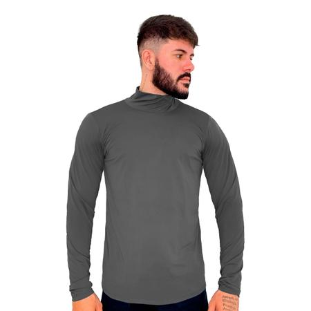 Imagem de Camisa Camiseta Térmica Gola Alta Proteção Solar UV 50+ Blusa Segunda Pele Masculina Manga Longa