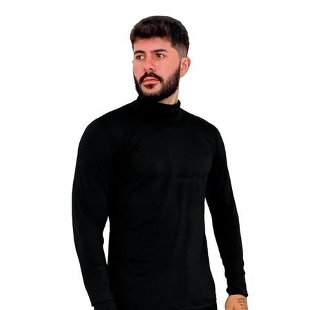 Imagem de Camisa Camiseta Térmica Gola Alta Proteção Solar UV 50+ Blusa Segunda Pele Masculina Manga Longa