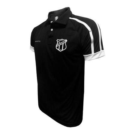 Imagem de Camisa Ceará Gola Polo Masculina Preta Detalhes Branco Escudo Bordado Escudetto Vozão