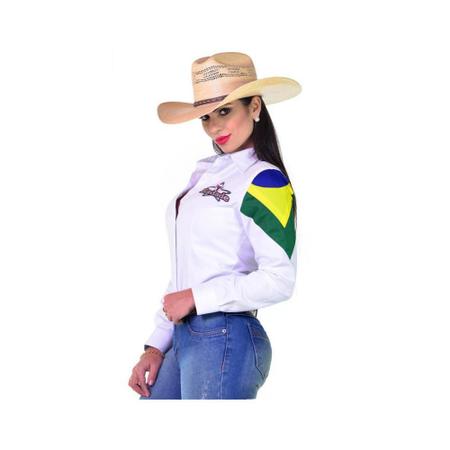 Imagem de Camisa Country Bordada Feminina Radade Branca - ML BRHC