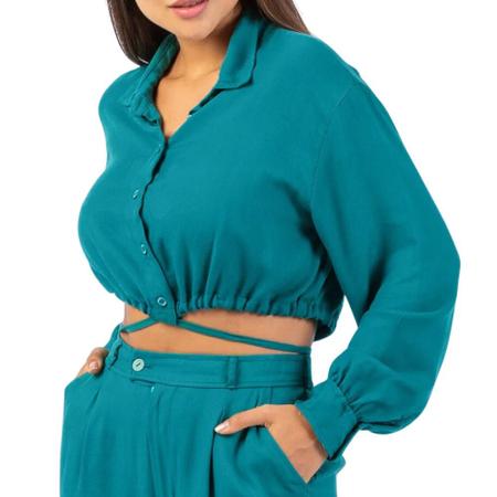 Camisa Cropped Riu Kiu Carmel 10163 Verde Imagem de Camisa Cropped Riu Kiu Carmel 10163 Verde
