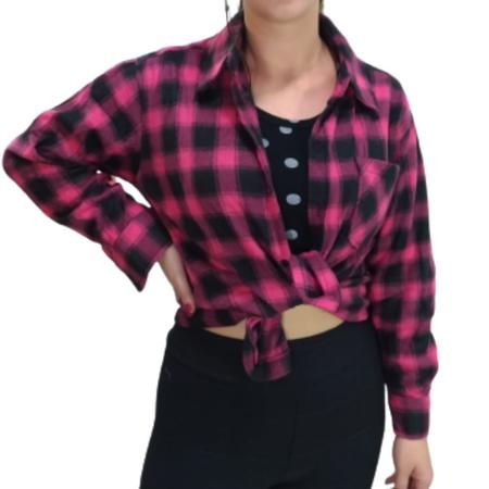 Camisa de Flanela Xadrez Feminina Manga Longa Quentinha DEL