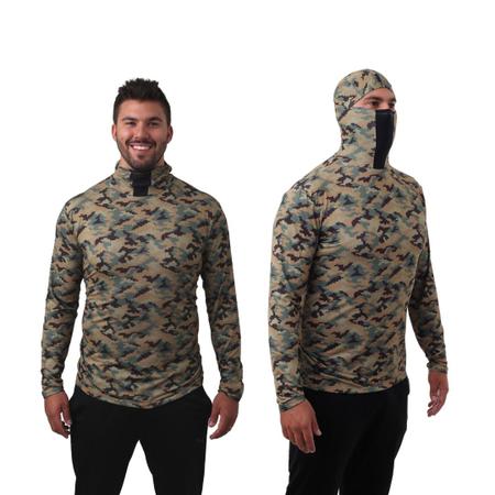 Imagem de Camisa de Pesca Proteção UV50+ com Touca Ninja Camuflado Marpat