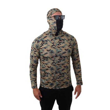 Imagem de Camisa de Pesca Proteção UV50+ com Touca Ninja Camuflado Marpat
