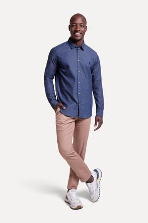 Camisa Denim Manga Longa Elastano Elegante Reserva Camisas