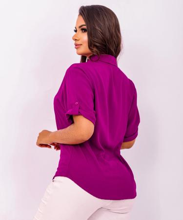 Imagem de Camisa Feminina Blusa Social Chemise  Basicas Fashion Moda Blogueira