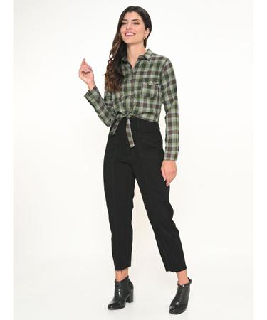 Imagem de Camisa Feminina Cropped Xadrez Verde Razon Jeans