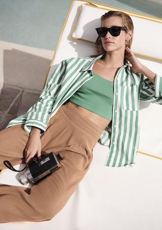 Camisa Feminina Listrada Alongada Hering Camisa Feminina