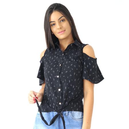 Camisa social feminina estampada manga curta sales