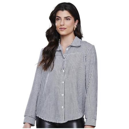 Imagem de Camisa Feminina Manga Longa Listrada Sawary Fashion