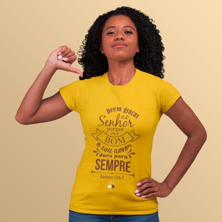 Imagem de Camisa Feminina Standard Salmos 136:1 - Dura para Sempre