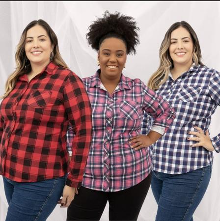 Camisa feminina xadrez plus size tamanho grande CAMBOS JEANS