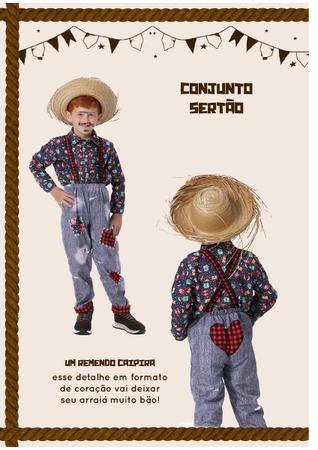 Roupa Festa Junina Conjunto Azul Caipira Infantil