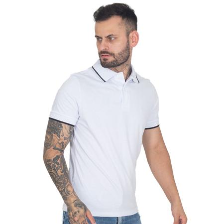 Imagem de Camisa Gola Polo Masculina  Malha Algodão Manga Curta Lisa