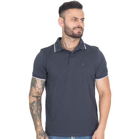 Imagem de Camisa Gola Polo Masculina  Malha Algodão Manga Curta Lisa