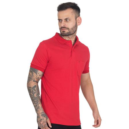 Imagem de Camisa Gola Polo Masculina Piquet Lisa Com Bolso Manga Curta