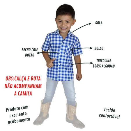 Imagem de Camisa Infantil Menino Xadrez Junino Azul