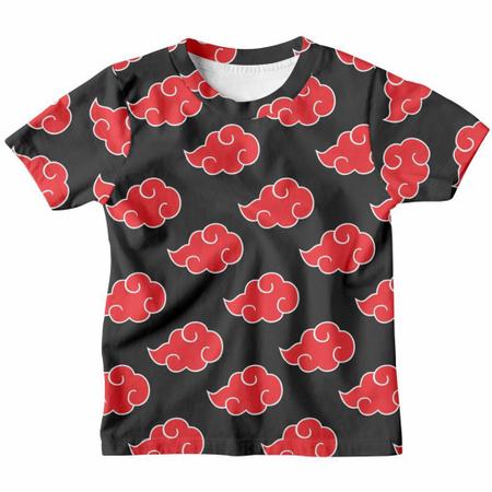 Camisa Camiseta Infantil Akatsuki Nuvem Naruto Série Anime