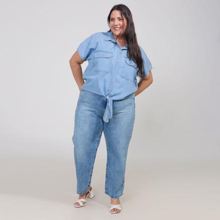 Camisa jeans sales com amarração
