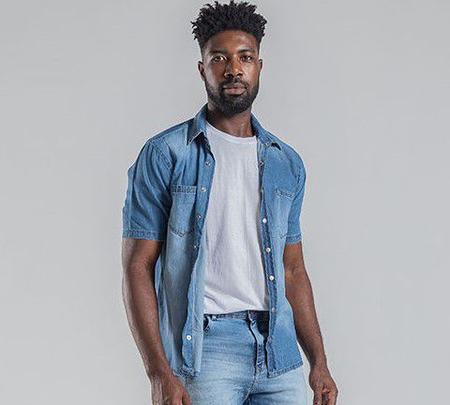 Camisa jeans cheap cinza masculina