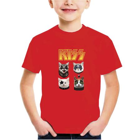 Imagem de Camisa Kiss Cat Banda Rock Gatinho Fofo Integrantes Infantil