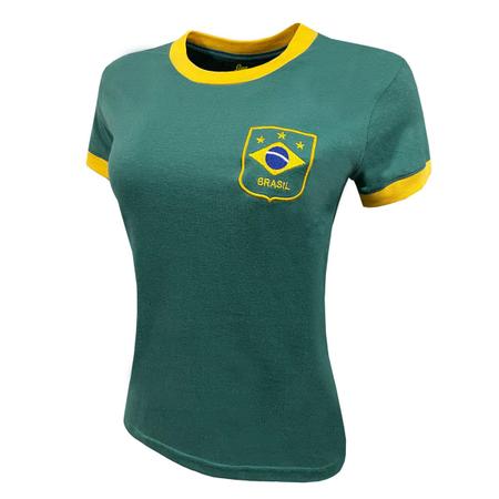 Camisa Liga Retrô Brasil Verde Feminina - Camisa e Camiseta