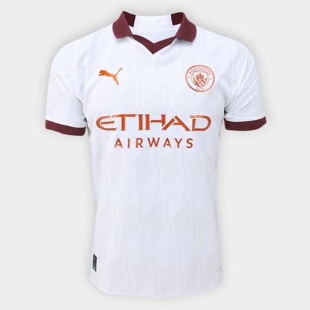 Camisa Manchester City 23/24 AWAY Jogador Masculina, Branco, PUMA