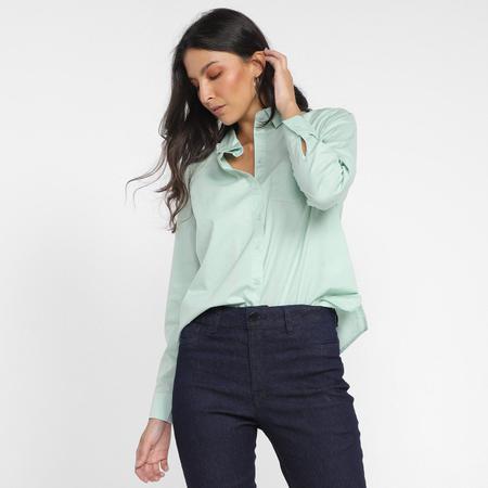 Camisa Manga Longa Aishty Tricoline Feminina Camisa Feminina