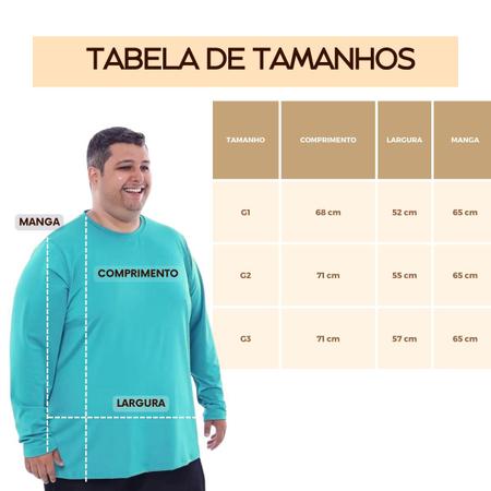 Imagem de Camisa Manga Longa Segunda Pele Proteção Solar UV Plus Size