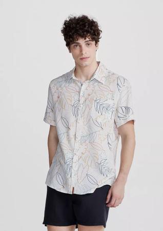 Camisa Masculina Comfort Em Viscose Estampada - Azul - Compre