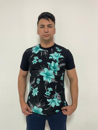 Camisa masculina floral long line oversized moda verão