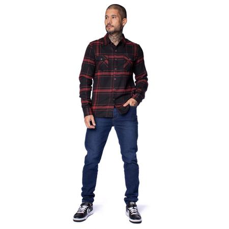 Imagem de Camisa Masculina Gangster Flanela Xadrez Vermelho