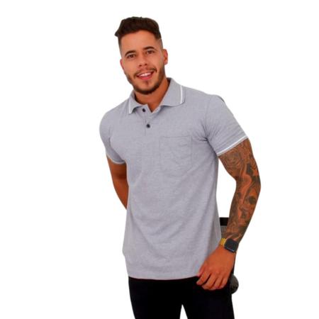 Imagem de Camisa masculina Gola Polo com Bolso 100% Algodão Fio 30.1