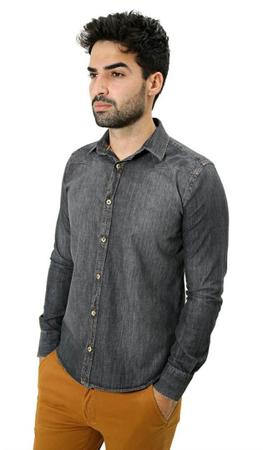 Camisa jeans best sale cinza