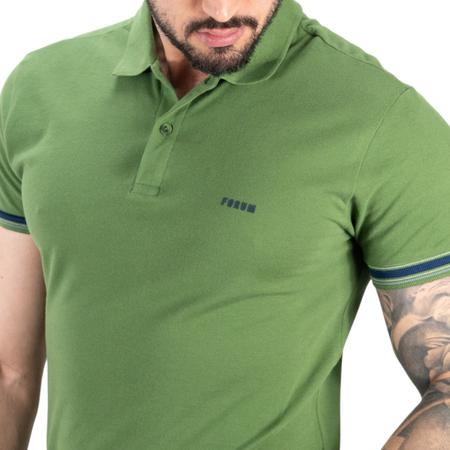 Imagem de Camisa Polo Forum Verde Musgo Listra Azul