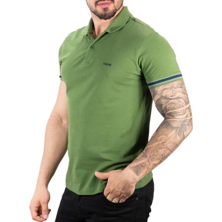 Imagem de Camisa Polo Forum Verde Musgo Listra Azul