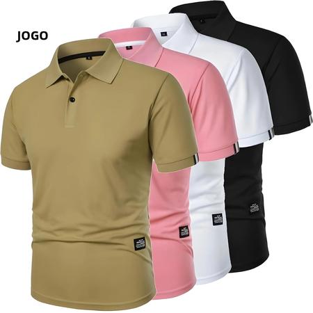 Imagem de Camisa Polo Masculina De Manga Curta De Cor Sólida Com Lapela Leve E Casual Camiseta Esportiva