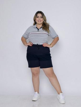 Imagem de Camisa Polo Plus Size Feminina Oversized Estampa Sortida Cinza MT